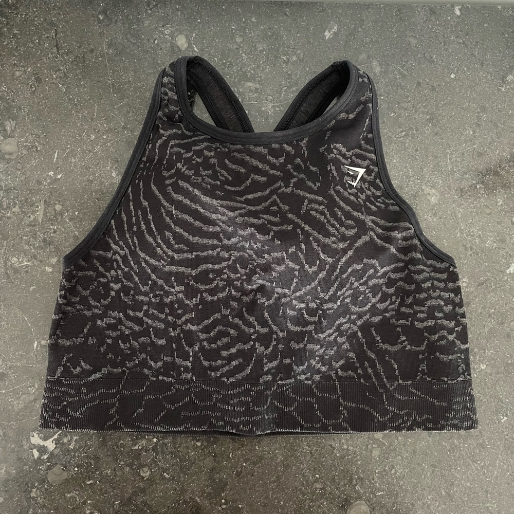 GymShark Adapt Animal Seamless Sports Bra - Wild/Black & Large
